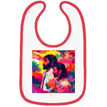 Discover Two men standing in colorful psychedelic nature Bibs