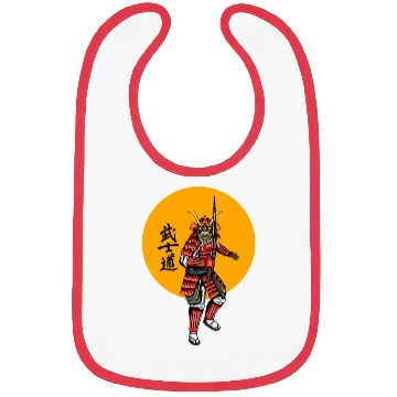 Discover Japanese samurai warrior yellow mask Bibs