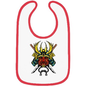 Discover Japanese samurai warrior devil yellow mask Bibs
