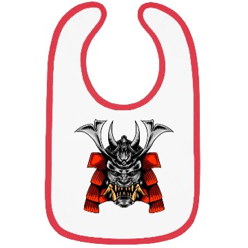 Discover Japanese samurai warrior devil grey and red mask Bibs