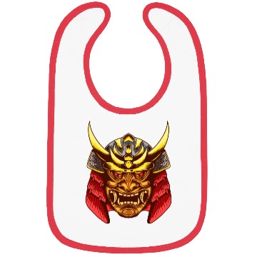 Discover Japanese samurai warrior devil yellow and red mask Bibs