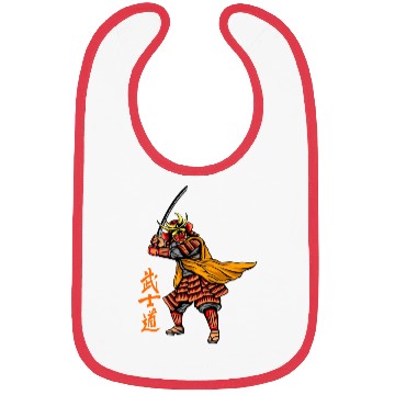 Discover Japanese samurai warrior orange and yellow mask Bibs