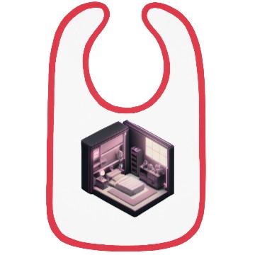 Discover Isometric Voxel Bedroom - Synthwave Future Render Bibs