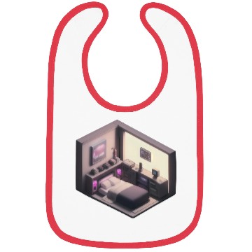 Discover Isometric Bedroom - Synthwave Retro Future Room Bibs
