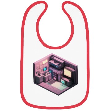 Discover Synthwave Isometric Voxel Bedroom - Future Room Bibs