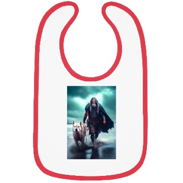Discover Viking Warrior and Wolf Ultra Realistic Poster Bibs