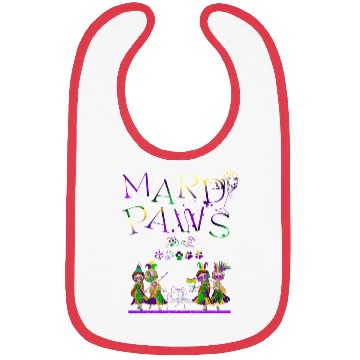 Discover Mardi gras purple and gold cat- teddy bear+sticker Bibs