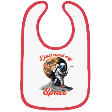 Discover I just need my space, Astronaut play golf on moon Bibs