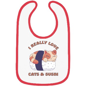 Discover I love cats and sushi Bibs