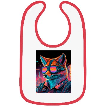 Discover Retro Futuristic Synthwave Fox Bibs