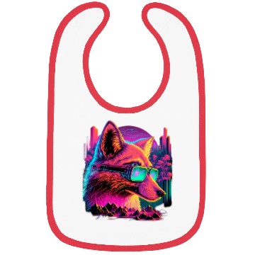 Discover Retro Futuristic Synthwave Fox Bibs