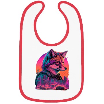 Discover Retro Futuristic Synthwave Fox Bibs
