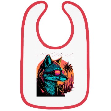Discover Retro Futuristic Synthwave Fox Bibs