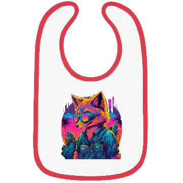 Discover Retro Futuristic Synthwave Fox Bibs