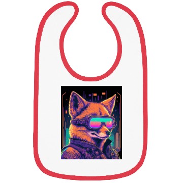 Discover Retro Futuristic Synthwave Fox Bibs
