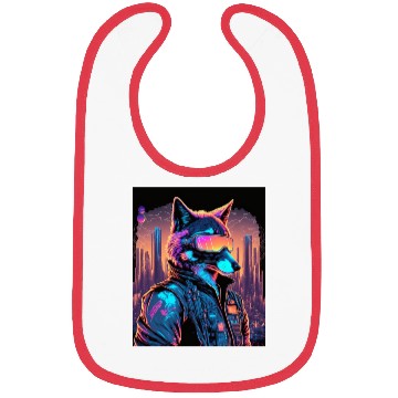 Discover Retro Futuristic Synthwave Fox Bibs