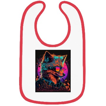Discover Retro Futuristic Synthwave Fox Bibs