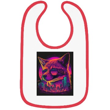 Discover Retro Futuristic Synthwave Fox Bibs
