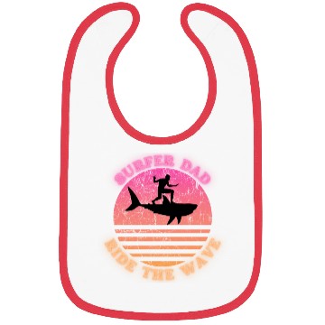 Discover Surfer Dad Ride the Wave Shark Sunset Neon Bibs