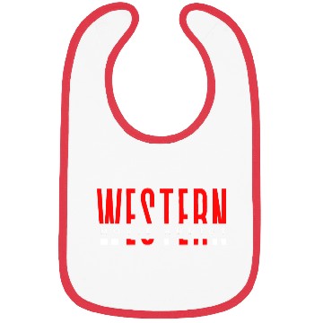 Discover Western movie addict red & white typography design Bibs