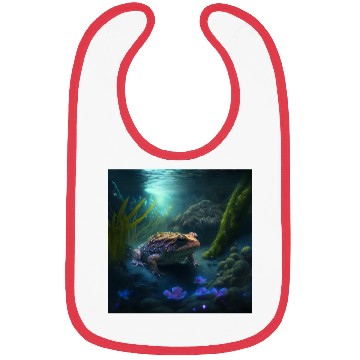 Discover A toad in a creek the toad has blue glowing eyes Bibs