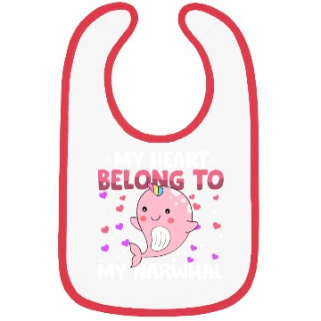 Discover Valentines Day My Heart Belong to My Narwhal Boys Bibs