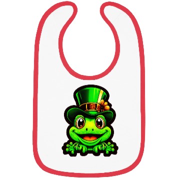 Discover Grinning Frog Wears St. Patrick Day Top Hat Bibs