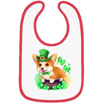 Discover St Patrick's Day Irish Cute Corgi Saint Patrick Bibs