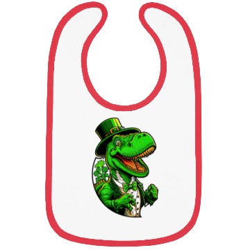 Discover St Patricks Day T-rex Dinosaur With Top Hat Bibs