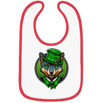 Discover Cute Wolf St. Patrick's Day Hat With Green Eyes Bibs