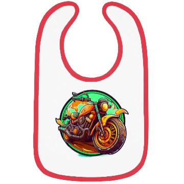 Discover Orange Motorcycle on Green Background Bibs