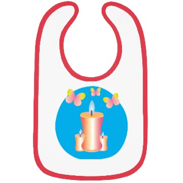 Discover Pink candles with a blue background Bibs