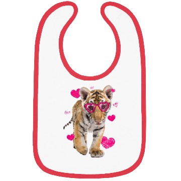 Discover Cute Tiger Cub Gift Valentine Day Heart Tiger Face Bibs