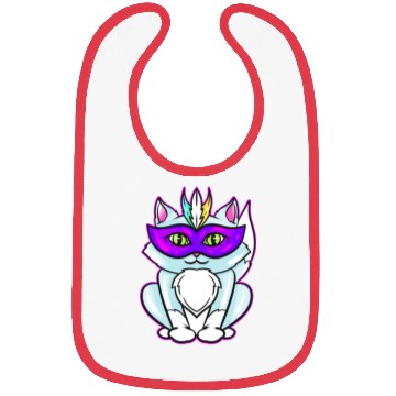 Discover Cute Kawaii Cat With Purple Mask For Mardi Gras Bibs