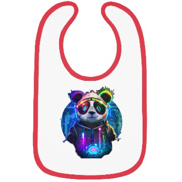 Discover Futuristic Frenzy: Neon Panda Pop Art | light Bibs