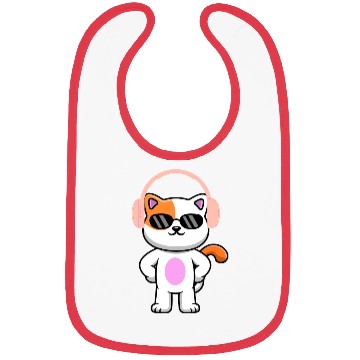 Discover cat wearing headphones Bibs