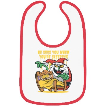 Discover He sees when you are sleeping scary santa He sees Bibs