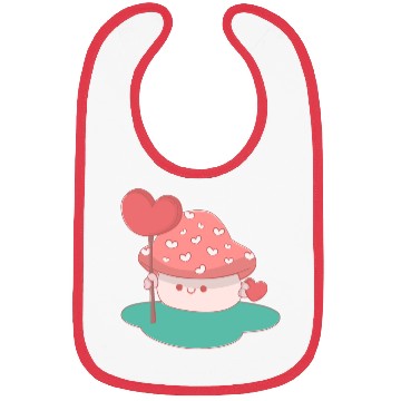 Discover cute little mushroom holding a candy heart Bibs