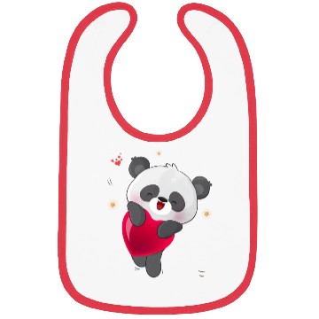 Discover Cute Panda Embrace Heart Design Bibs