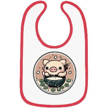 Discover Cute Pig Devours Ramen Bibs