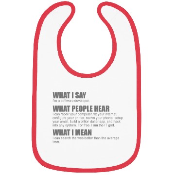 Discover What I say I m a software developer what people he Bibs