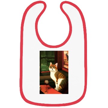 Discover Cat in pub with wine glass cartoon poster Bibs