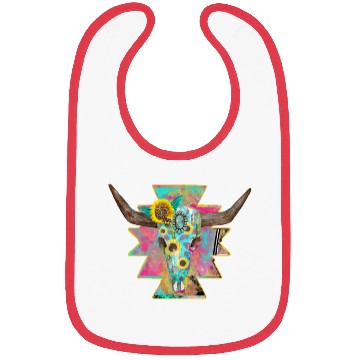 Discover Colorful Floral Bull Skull Bibs