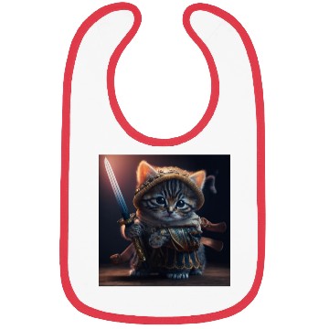 Discover Cat as a warrior holding a sword Bibs
