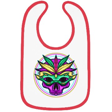 Discover Logo Masked Purple Skull For Mardi Gras Bibs