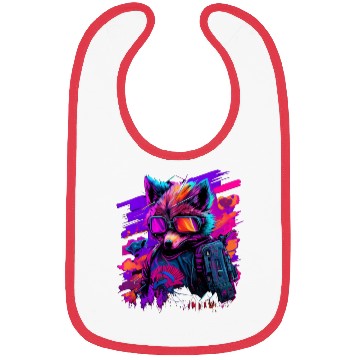 Discover cyberpunk synthwave cool fox Bibs