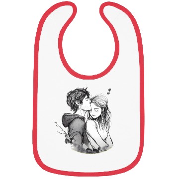 Discover Romantic couple embrace lovingly ink Bibs