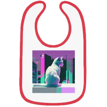 Discover Vaperwave Aesthetic Glitch Cat Retrowave Synthwave Bibs