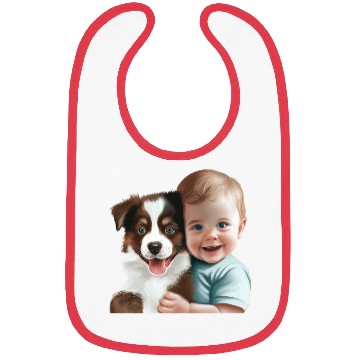 Discover Sweet baby smiling with lovely puppy Bibs