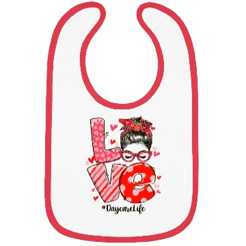 Discover ove Messy Bun Daycare Teacher Valentines Day Bibs